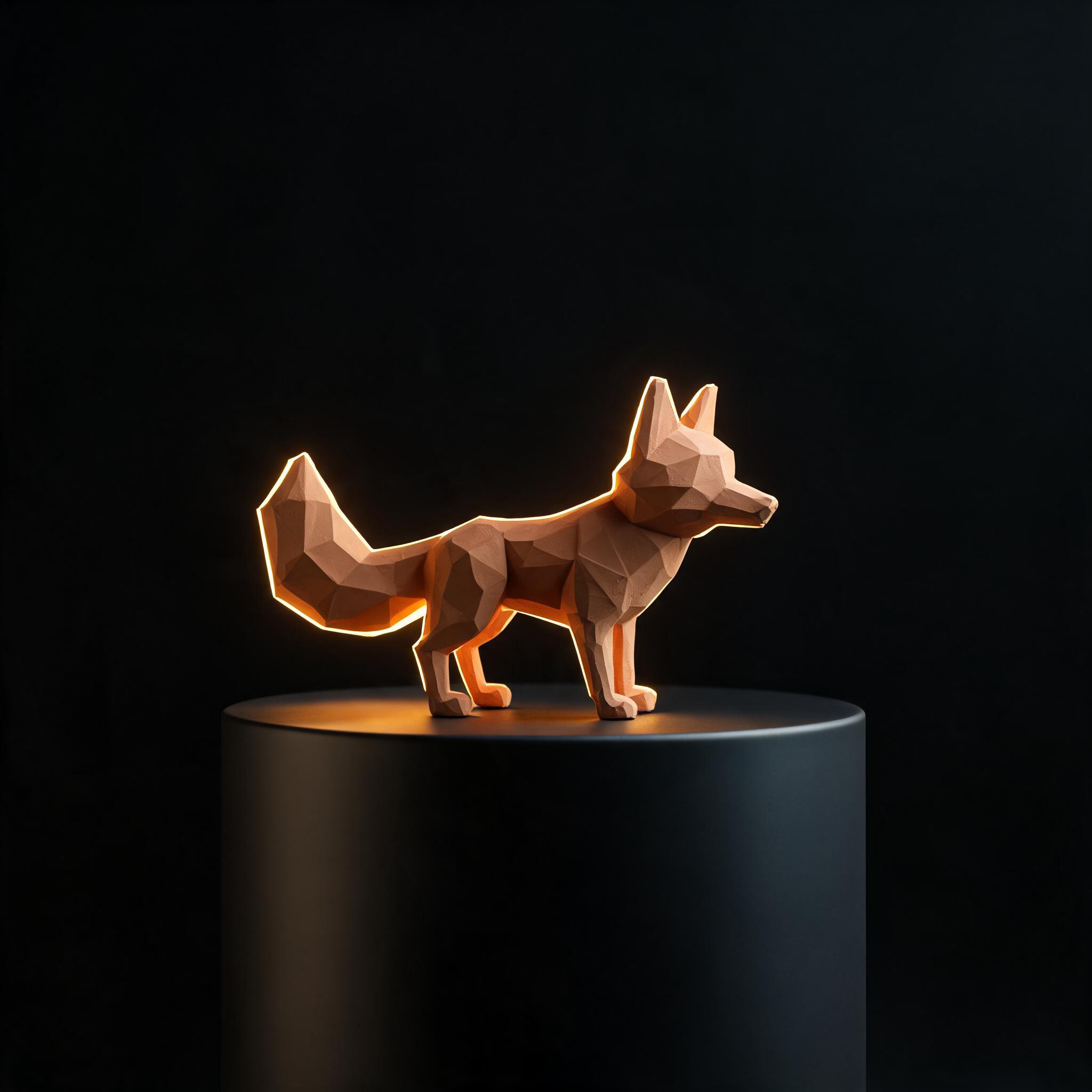 A warm-lit fox figurine photo used as the start image for the image to video AI